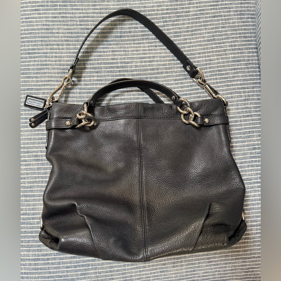 COACH Brooke Convertible Duffle Black Pebble Leather Hobo Bag F17165 - Picture 3 of 16